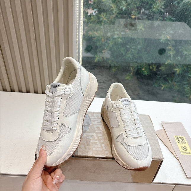 RUNNING SOLE SNEAKERS IN WHITE MESH AND CALFSKIN