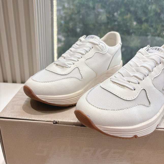 RUNNING SOLE SNEAKERS IN WHITE MESH AND CALFSKIN