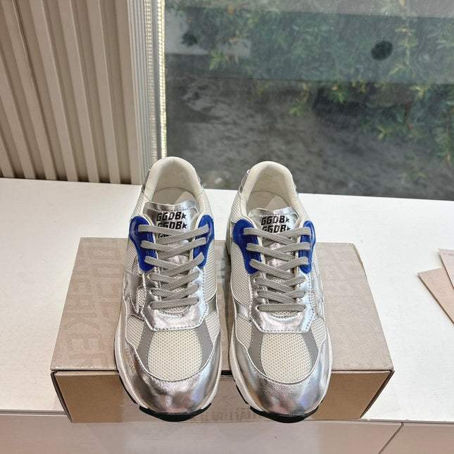 DAD-STAR SNEAKERS IN WHITE MESH SILVER CALFSKIN BLUE EYELETS