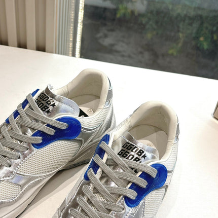 DAD-STAR SNEAKERS IN WHITE MESH SILVER CALFSKIN BLUE EYELETS