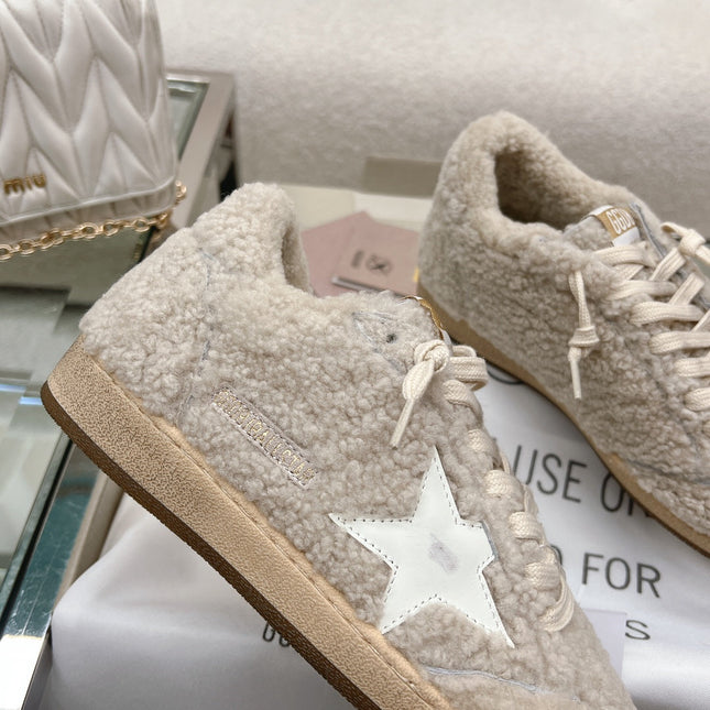 BALL STAR SNEAKERS WITH WHITE STAR IN BEIGE WOOL