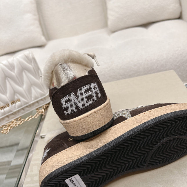 BALL STAR SNEAKERS WITH GLITTER STAR IN BLACK SUEDE