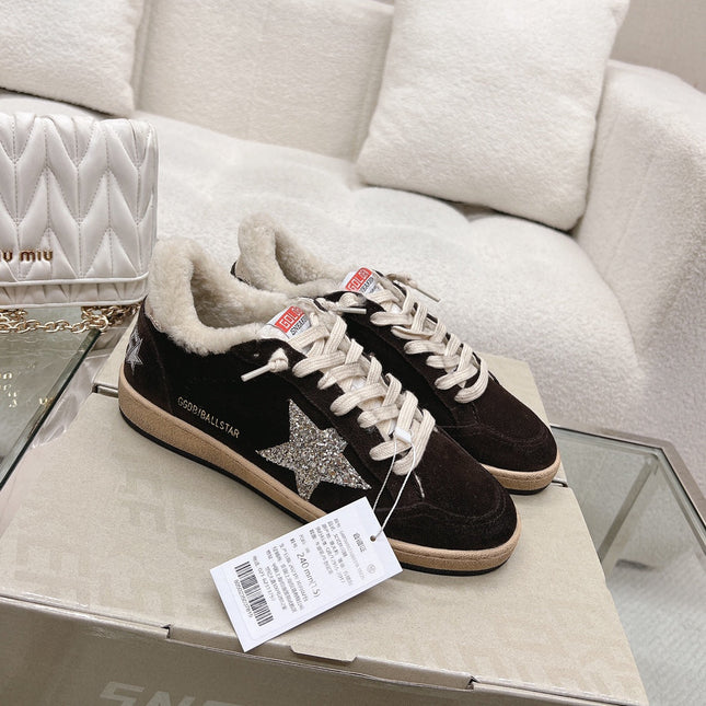 BALL STAR SNEAKERS WITH GLITTER STAR IN BLACK SUEDE