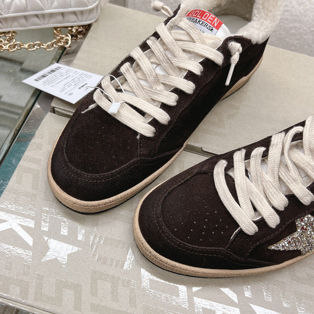 BALL STAR SNEAKERS WITH GLITTER STAR IN BLACK SUEDE