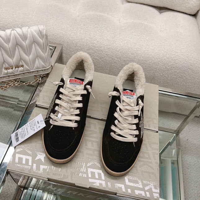 BALL STAR SNEAKERS WITH GLITTER STAR IN BLACK SUEDE