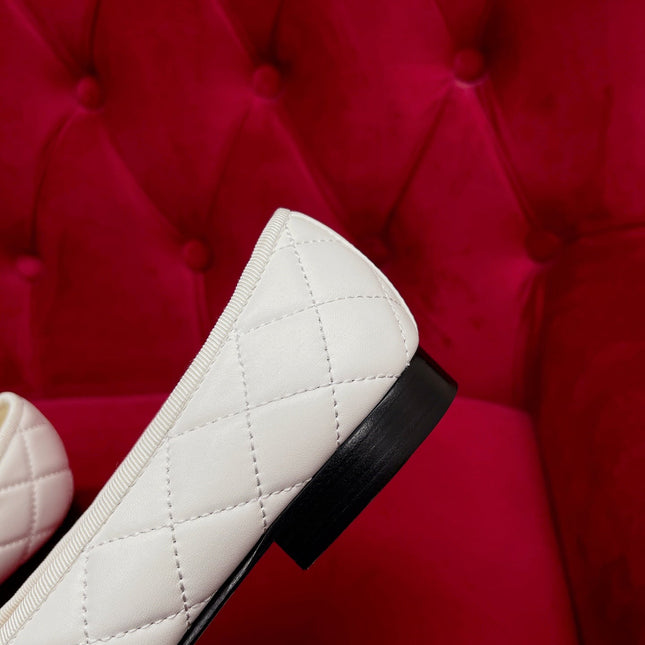 ballet flat black white quilted lambskin