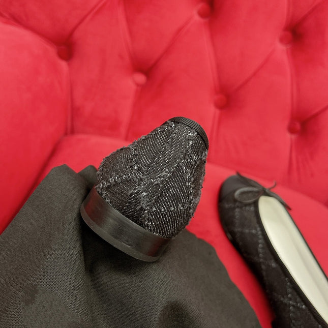 ballet flat black denim grosgrain