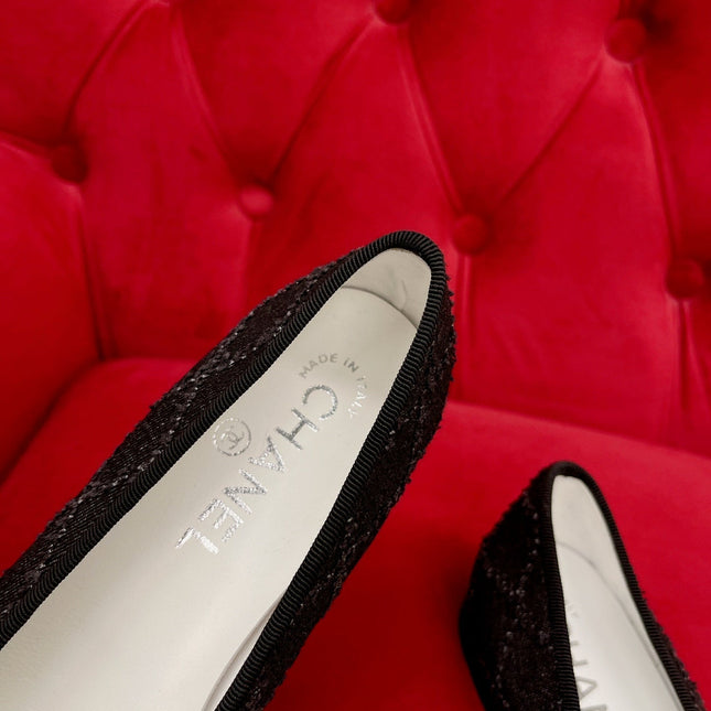 ballet flat black denim grosgrain