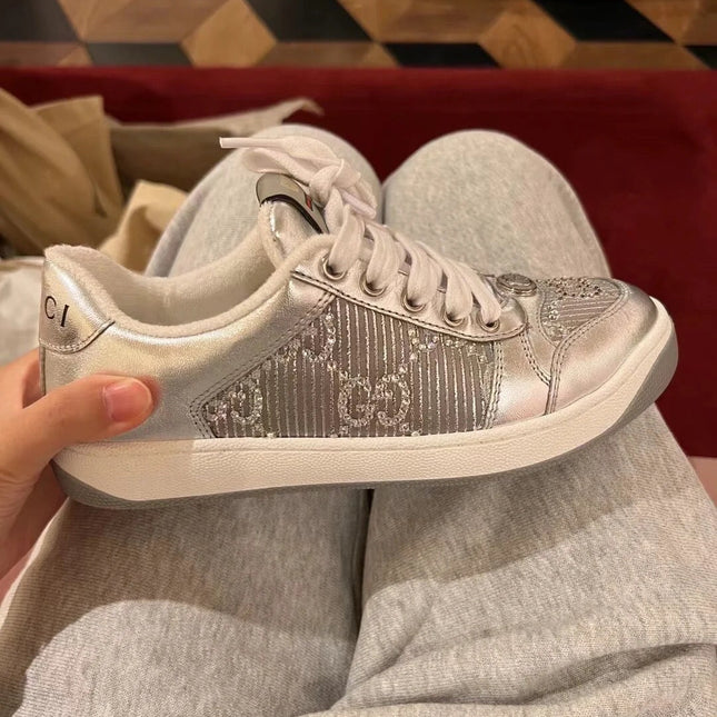 GG SCREENER SNEAKER SILVER CALFSKIN UNIQUE