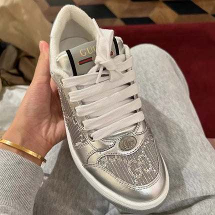 GG SCREENER SNEAKER SILVER CALFSKIN UNIQUE