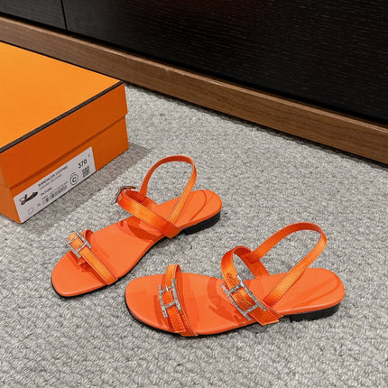 BUCKLE SANDAL BRIGHT ORANGE CALFSKIN