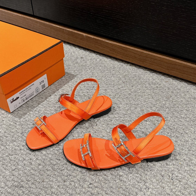 BUCKLE SANDAL BRIGHT ORANGE CALFSKIN