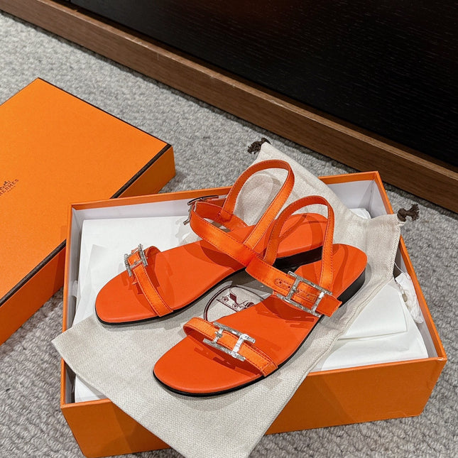 BUCKLE SANDAL BRIGHT ORANGE CALFSKIN