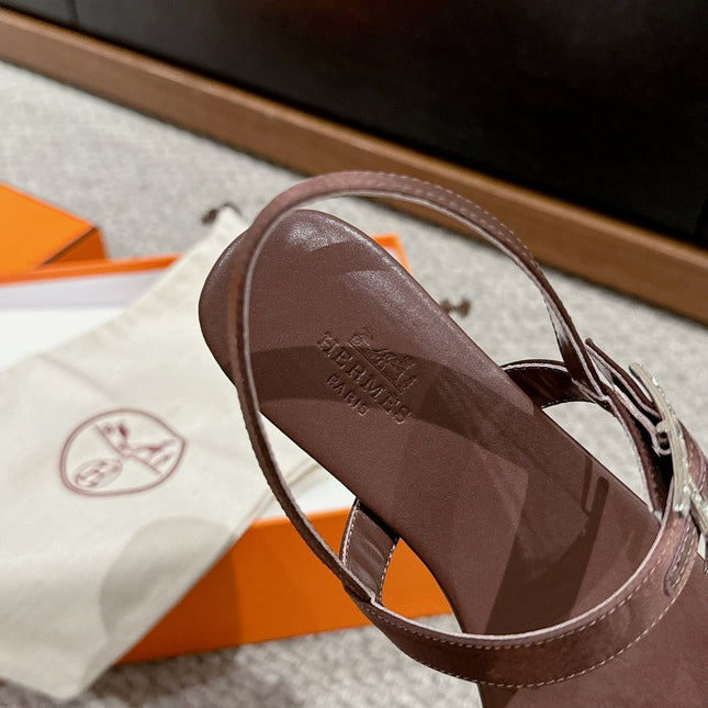 BUCKLE SANDAL CHOCOLATE CALFSKIN
