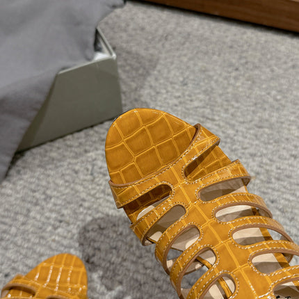 HIGH SANDAL 10 CM IN TIGER ORANGE CALFSKIN
