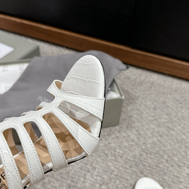 HIGH SANDAL 10 CM IN WHITE CALFSKIN