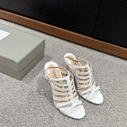 HIGH SANDAL 10 CM IN WHITE CALFSKIN