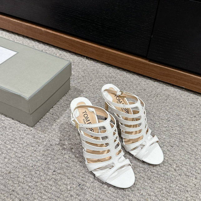 HIGH SANDAL 10 CM IN WHITE CALFSKIN