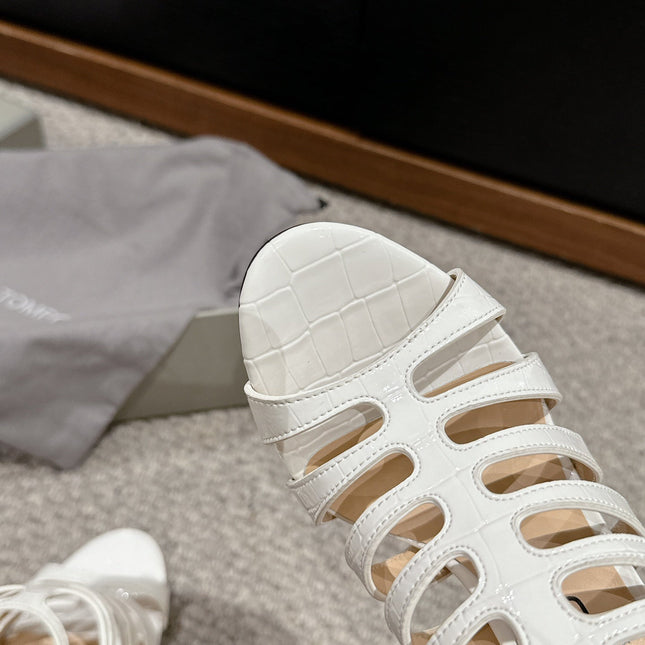 HIGH SANDAL 10 CM IN WHITE CALFSKIN