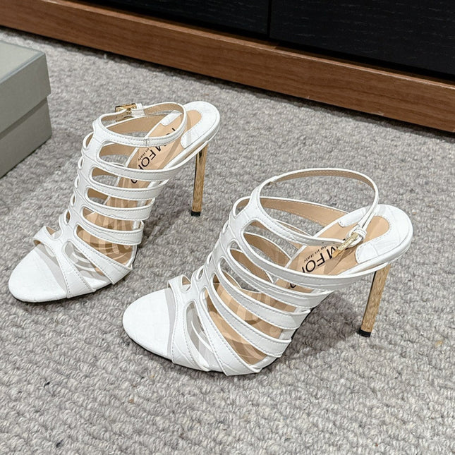 HIGH SANDAL 10 CM IN WHITE CALFSKIN