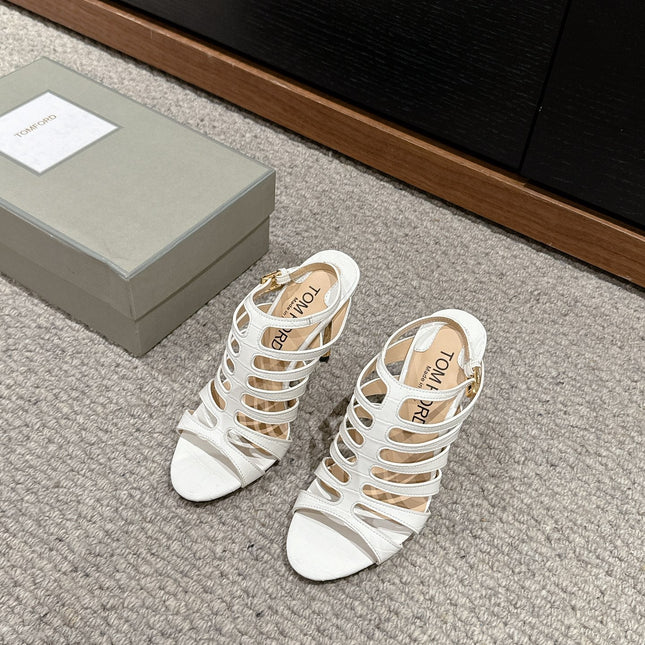 HIGH SANDAL 10 CM IN WHITE CALFSKIN