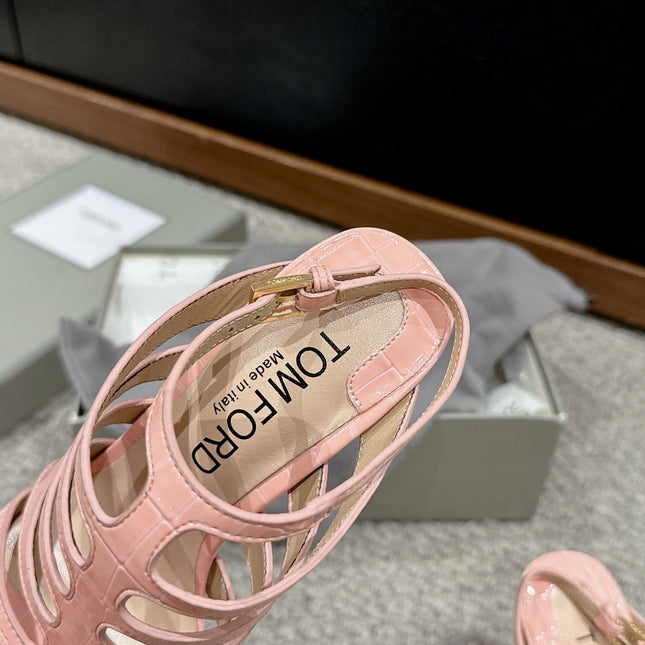 HIGH SANDAL 10 CM IN LIGHT PINK CALFSKIN