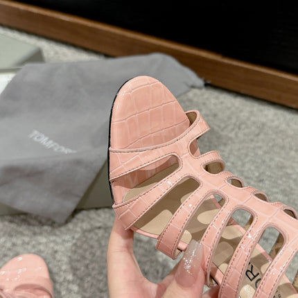 HIGH SANDAL 10 CM IN LIGHT PINK CALFSKIN
