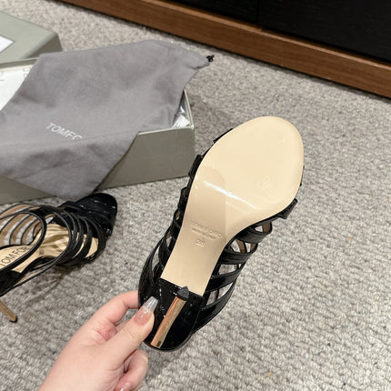 HIGH SANDAL 10 CM IN BLACK CALFSKIN
