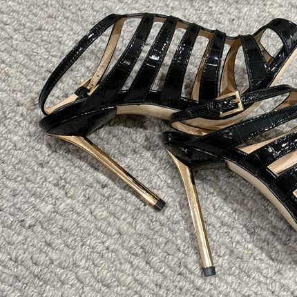 HIGH SANDAL 10 CM IN BLACK CALFSKIN