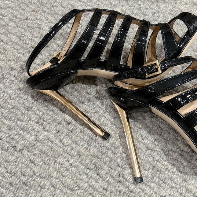 HIGH SANDAL 10 CM IN BLACK CALFSKIN