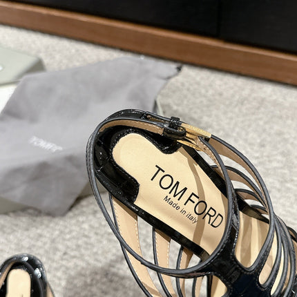 HIGH SANDAL 10 CM IN BLACK CALFSKIN