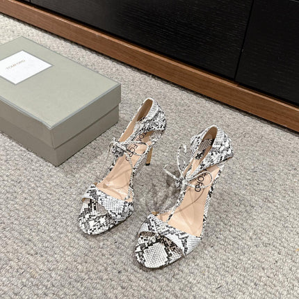 HIGH HEEL 10 CM SANDAL IN BLACK MIX WHITE CALFSKIN 684357