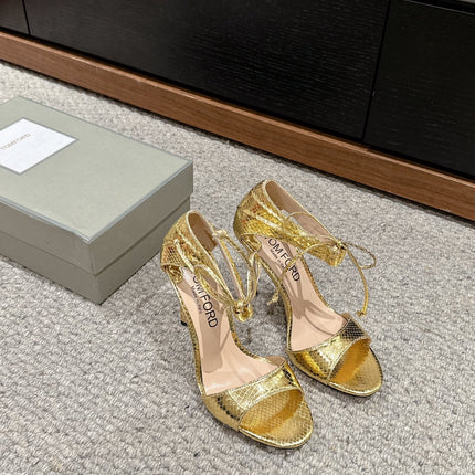 HIGH HEEL 10 CM SANDAL IN GOLD CALFSKIN 684363