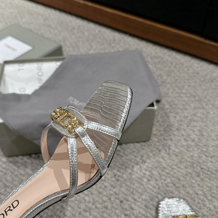 WHITNEY HIGH 6 CM MULE IN SILVER CROCODILE LEATHER