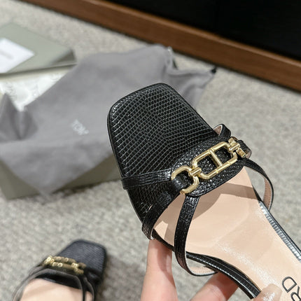 WHITNEY HIGH 6 CM MULE IN BLACK CROCODILE LEATHER