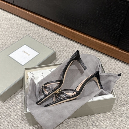 WHITNEY HIGH 6 CM MULE IN BLACK CROCODILE LEATHER