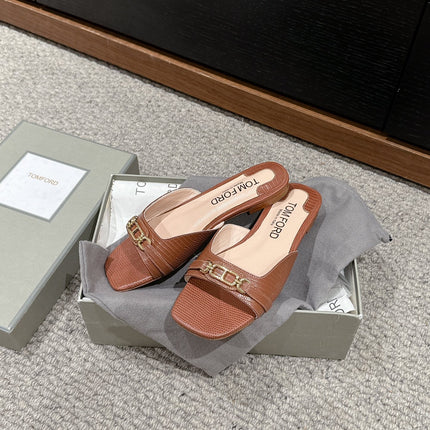 WHITNEY SLIDE IN RED BROWN CROCODILE LEATHER