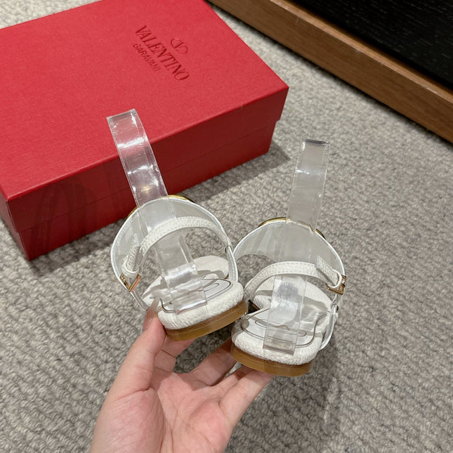 THONG SANDAL IN WHITE CALFSKIN WITH GOLD LOGO