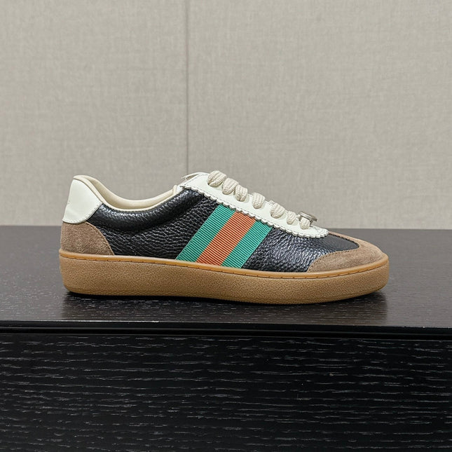 GG & ADIDAS SNEAKER BLACK AND BROWN CALFSKIN