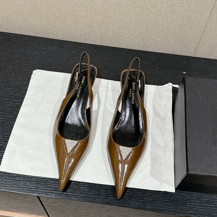 SL CHERISH CRYSTAL SLINGBACK ASH BROWN CALFSKIN