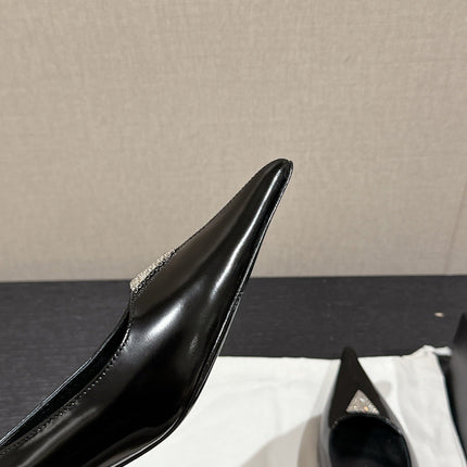 SL CHERISH CRYSTAL SLINGBACK BLACK CALFSKIN