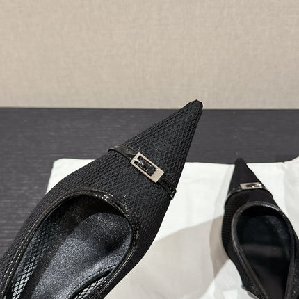 SL CHERISH BUCKLE SLINGBACK 45 BLACK MESH