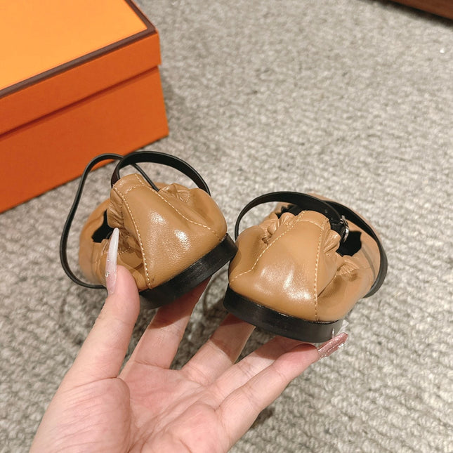 BALLERINA BALLET FLAT BRIGHT BROWN LAMBSKIN