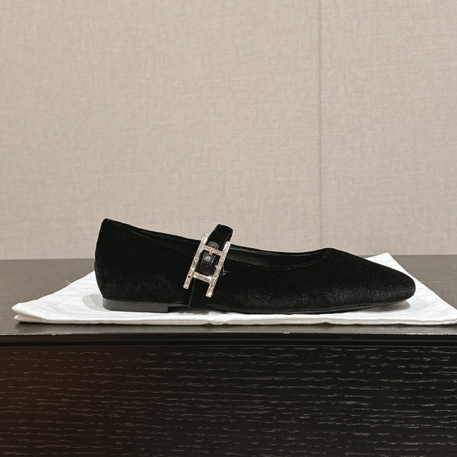 JANE BALLET FLAT BLACK VELVET