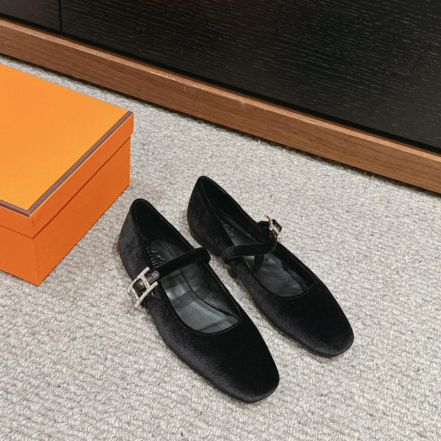 JANE BALLET FLAT BLACK VELVET