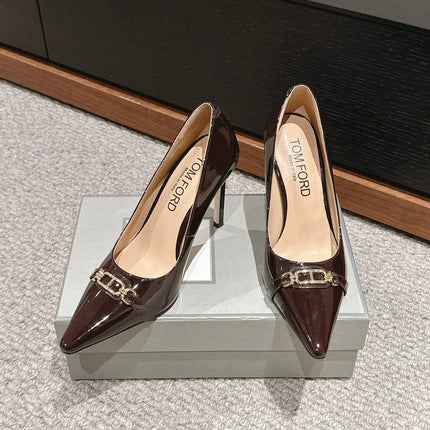 ROMAN HIGH-HEEL 10 CM IN PECAN BROWN CALFSKIN