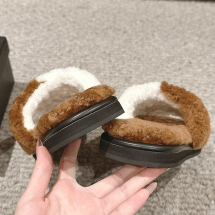 CC SLIPPERS IN CIDER BROWN MIX WHITE FLEECE