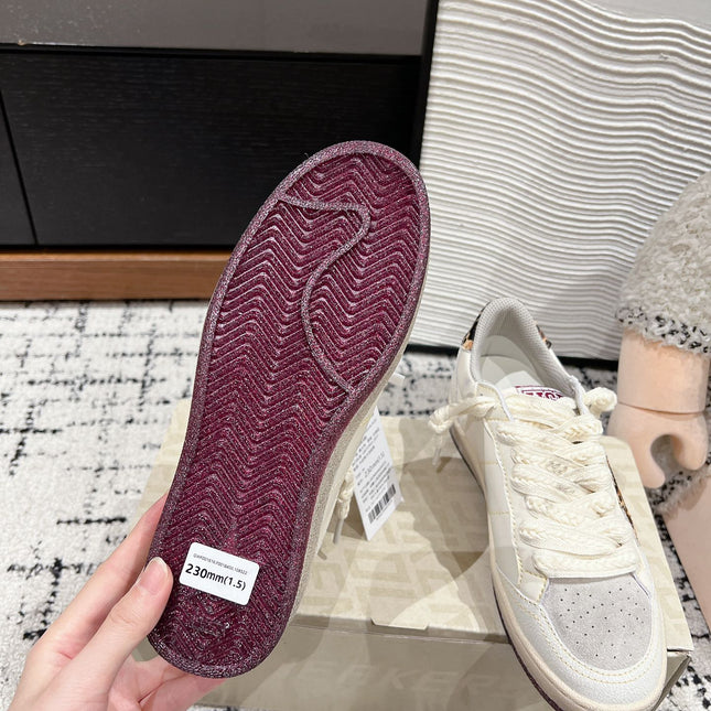 BALL STAR SNEAKERS WHITE CALFSKIN WITH LEOPARD STAR AND HEEL LAB