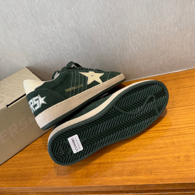 BALL STAR SNEAKERS WITH WHITE CALFSKIN STAR TIMBER GREEN SUEDE UPPER