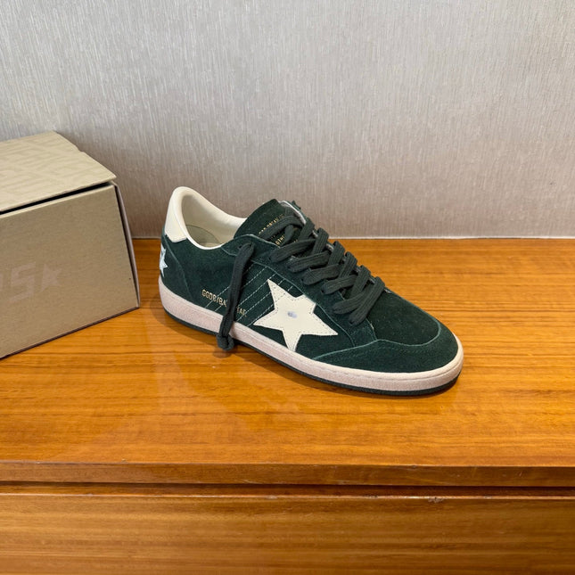 BALL STAR SNEAKERS WITH WHITE CALFSKIN STAR TIMBER GREEN SUEDE UPPER
